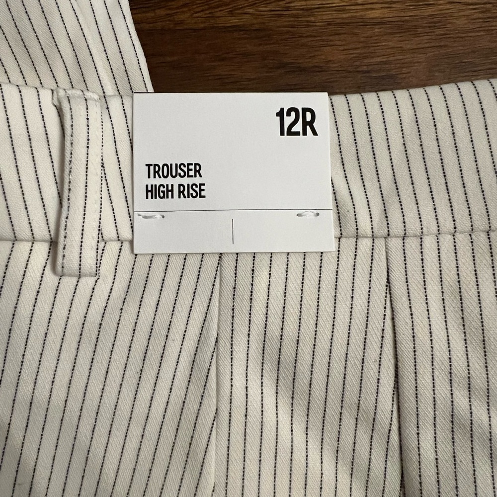 Express Off-White and Black Striped High Rise Trousers Size 12 New With Tags
